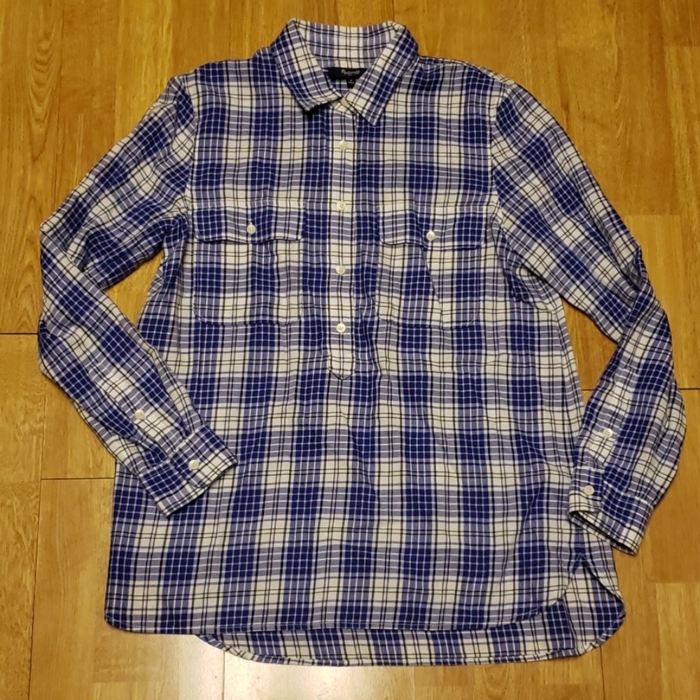 Madewell Market Popover in Bluestem plaid sz S